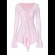 thumbnail image 3 of Vestido Mini Ajustado de Larga con Escote en V y Hombros Descubiertos con Volantes en para Mujer Rosa M, 3 of 10