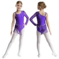 thumbnail image 5 of SiiRoh Girls Shiny Diamond Tassel Gymnastics Leotard Ballet Latin Jazz Dance Ice Skating Bodysuit Purple 12, 5 of 6
