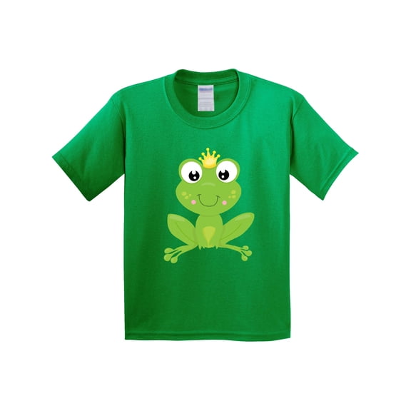 Inktastic Cute Frog, Green Frog, Crown, Frog Prince Youth T-Shirt