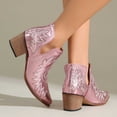 thumbnail image 6 of SACFOF Women's Cowboy Boots Cowgirl Ankle Pointed Toe Chunky Heel Cutout, 6 of 6
