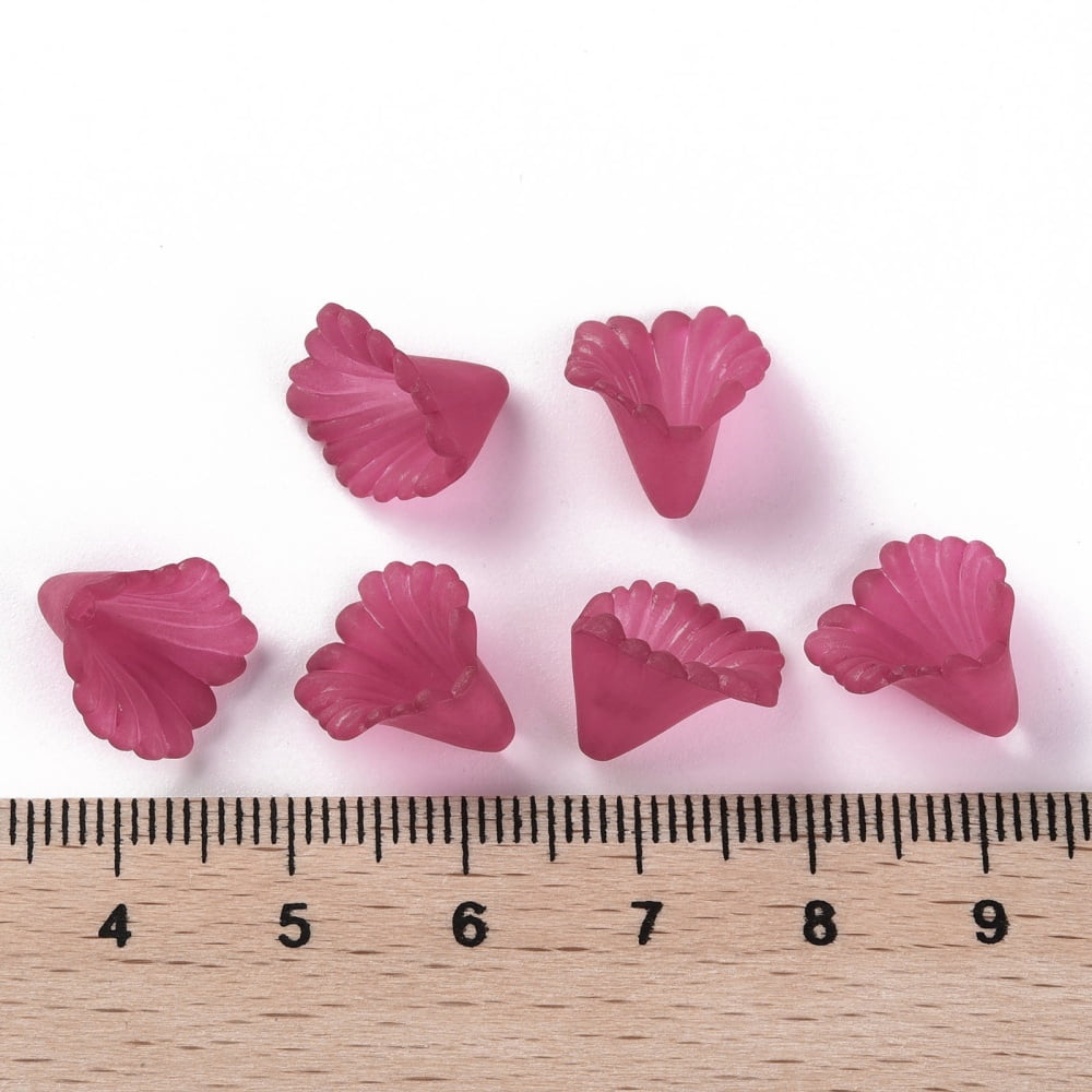 500g Frosted Acrylic Bead Caps Flower Camellia 12x12x9mm Hole: 1.2mm about 1700pcs/500g