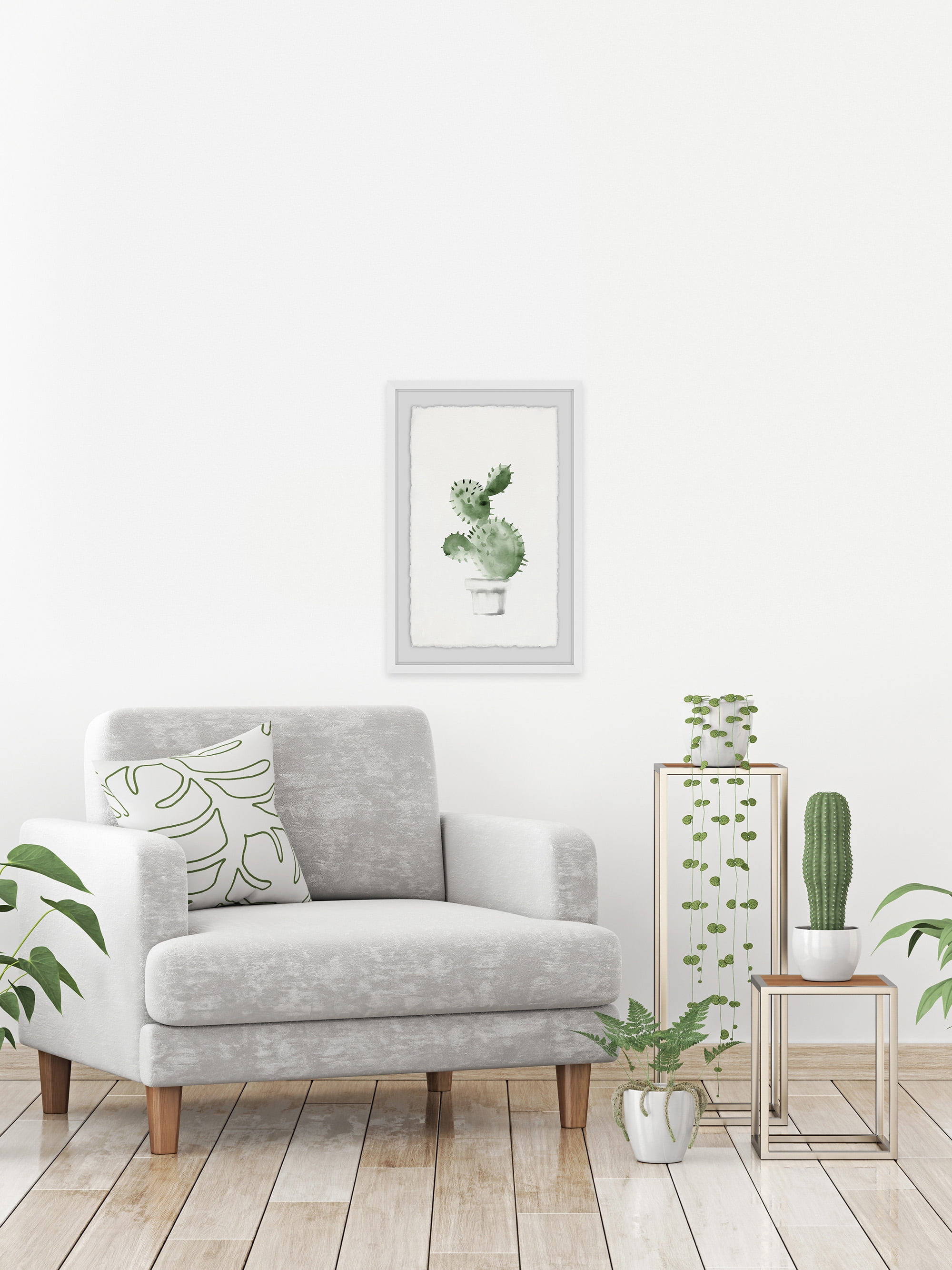 Spiky Succulent Framed Painting Art Print, 30.00" x 1.50"