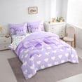 thumbnail image 3 of jejeloiu Kawaii Cartoon Bow 7-Piece Twin Bedding Sets,Cute Heart Print Bedding Comforter Set For Girl Kids Reversible, 3 of 8
