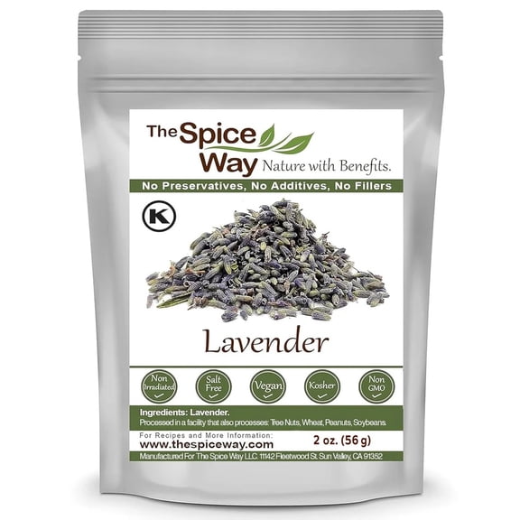 The Spice Way Lavender Flowers - Dried Flower Buds for Tea and Culinary Use - 2 oz.