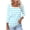 Light Blue, variant on Staron Women's 3/4 Sleeve Striped Casual Loose Tunic Top Curved Hem Print Tshirt Blouse, Gray S