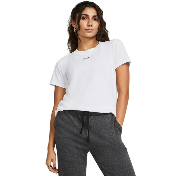 Camiseta de manga corta Under Armour Rival Core para mujer, blanca, talla S