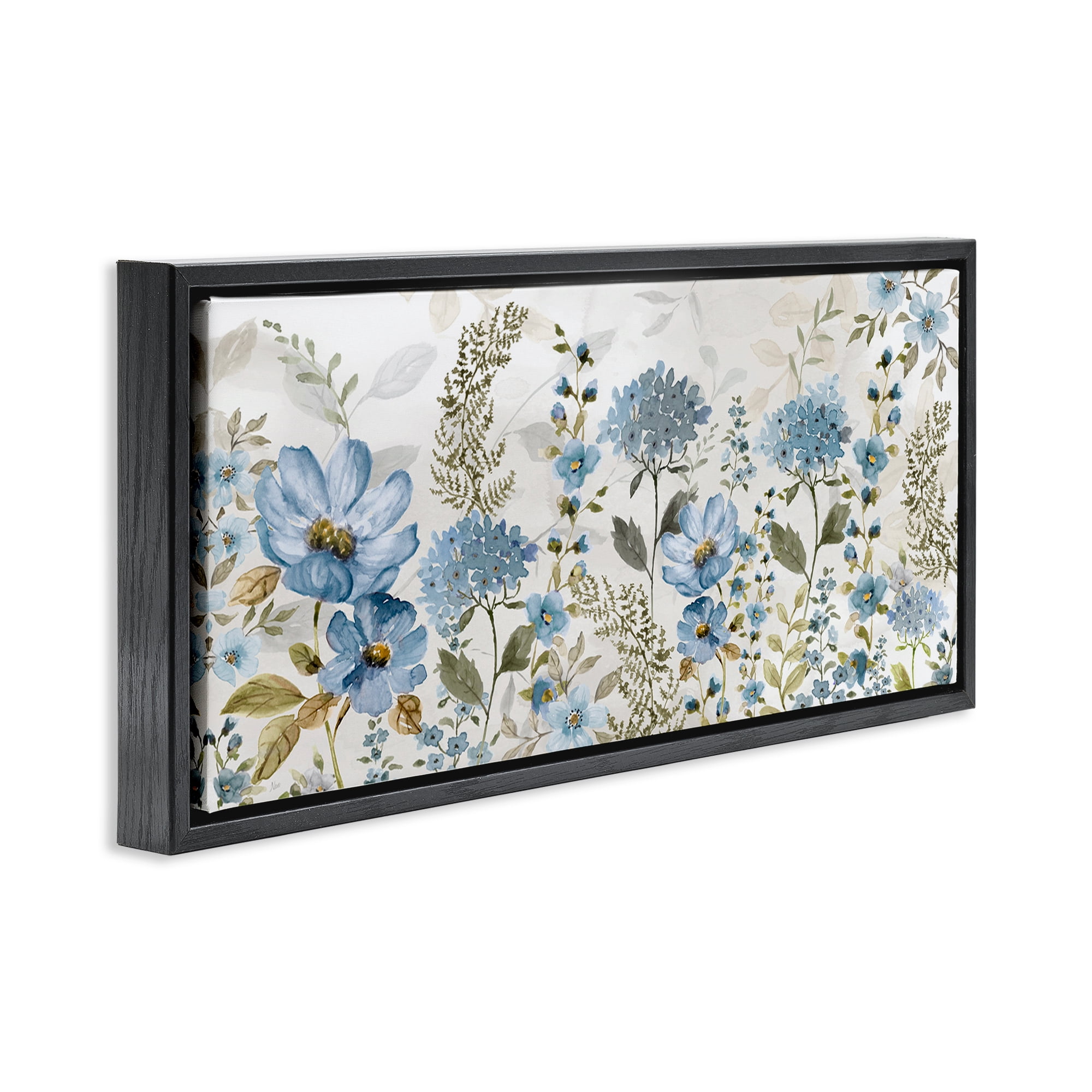 Stupell Industries Subdued Meadow Foliage Black Framed Floater Canvas Wall Art, design by Nan