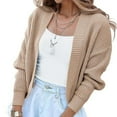 thumbnail image 1 of Mefallenssiah Cardigans pour Femmes Cardigan Court à Manches Longues Couleur Unie Décontracté, 1 of 7