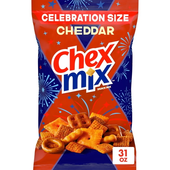 Chex Mix Cheddar Snack Mix, Savory Snack Bag, Tailgate Size, 31 oz