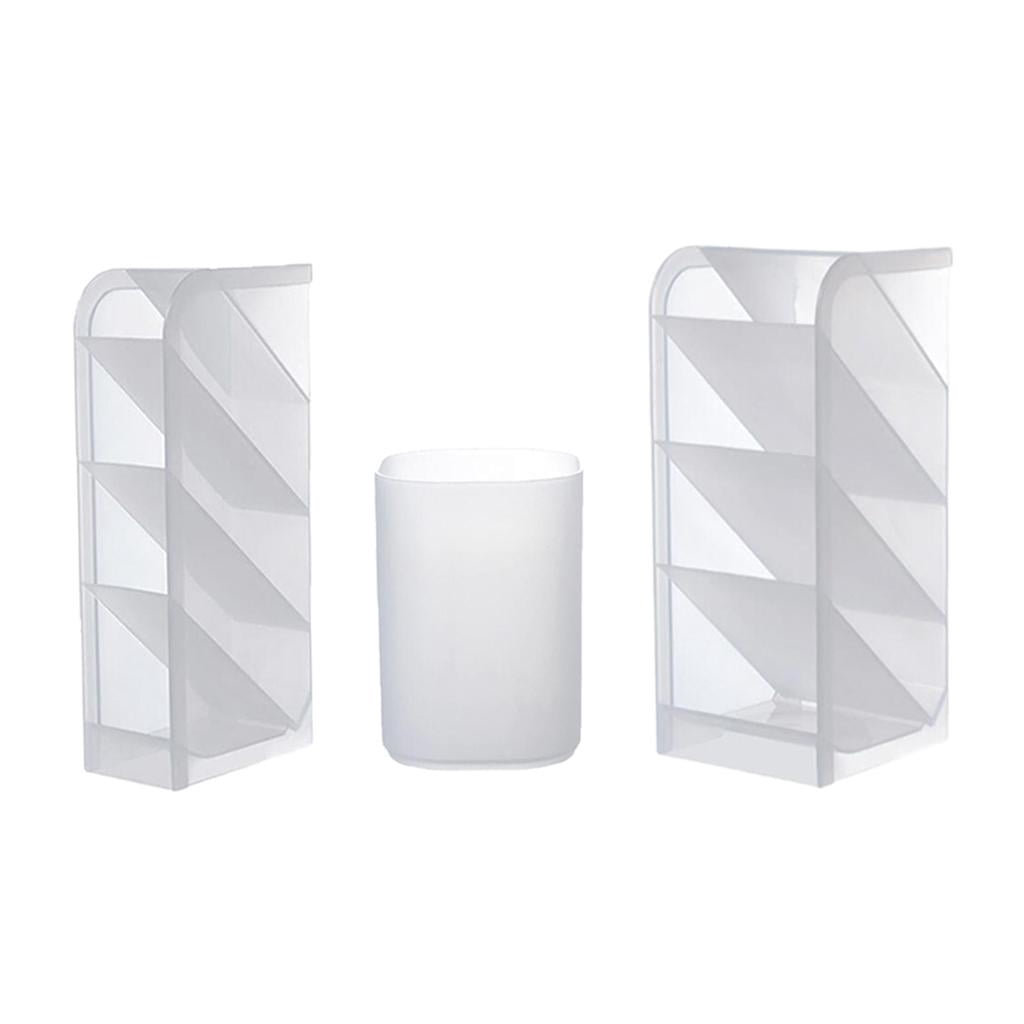 kowaku 3xPlastic Desktop Stationary Organizer Paint Markers Pen Holder Rack White 3 Pcs