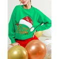 thumbnail image 3 of Women Christmas Sweaters Sequin Santa Hat Long Sleeve Loose Pullover Knit Jumper Tops Graphic Sweatshirts, 3 of 6