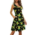thumbnail image 2 of FKELYI Jamaica Flag Sleeveless Dresses Comfortable Sleeveless Dress for Women Dressy Polyester Round Neck Basic Skater Dress Size 3XL, 2 of 4
