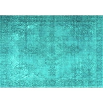 Ahgly Company Indoor Rectangle Persian Turquoise Blue Traditional Area Rugs, 5' x 7'