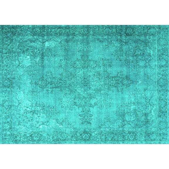 Ahgly Company Indoor Rectangle Persian Turquoise Blue Traditional Area Rugs, 5' x 7'