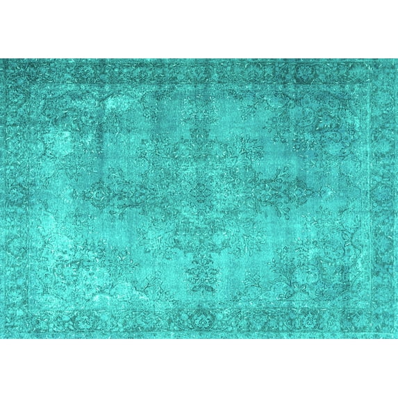 Ahgly Company Machine Washable Indoor Rectangle Persian Turquoise Blue Traditional Area Rugs, 4' x 6'
