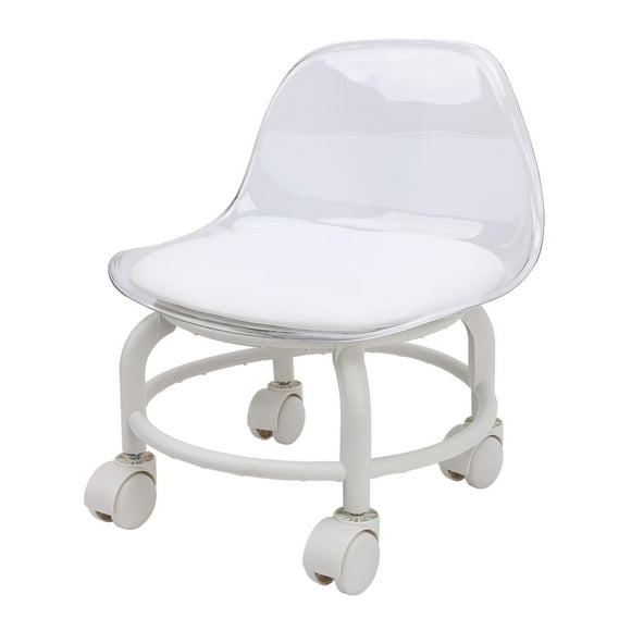 Low Rolling Stool, Small Acrylic Short Silent Mini Roller with Back Support, Strong and LongLasting for Home and Business Use, Convenient for Shoe Stool, Foot Rest, Pedicure Chair