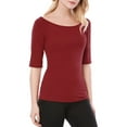 thumbnail image 6 of MODA NOVA Juniors Half Sleeves Scoop Neck Fitted Layering Top T-Shirt, 6 of 7