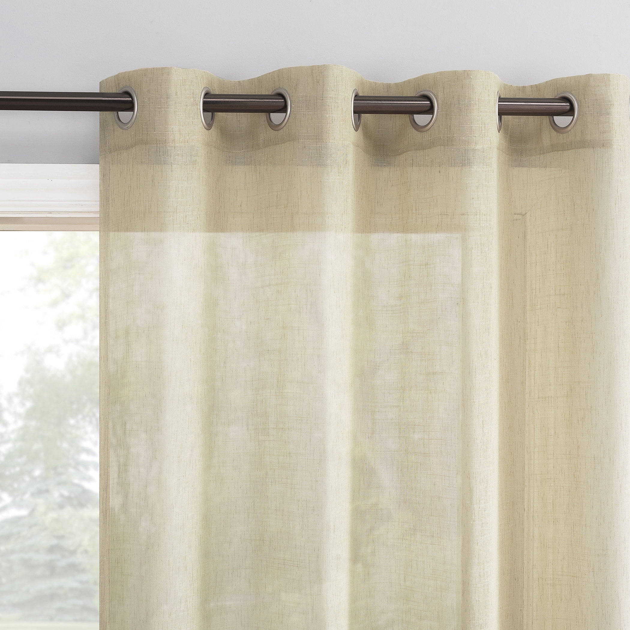 Archaeo Slub Textured Linen Blend Grommet Top Curtain, 52"x63", Sand