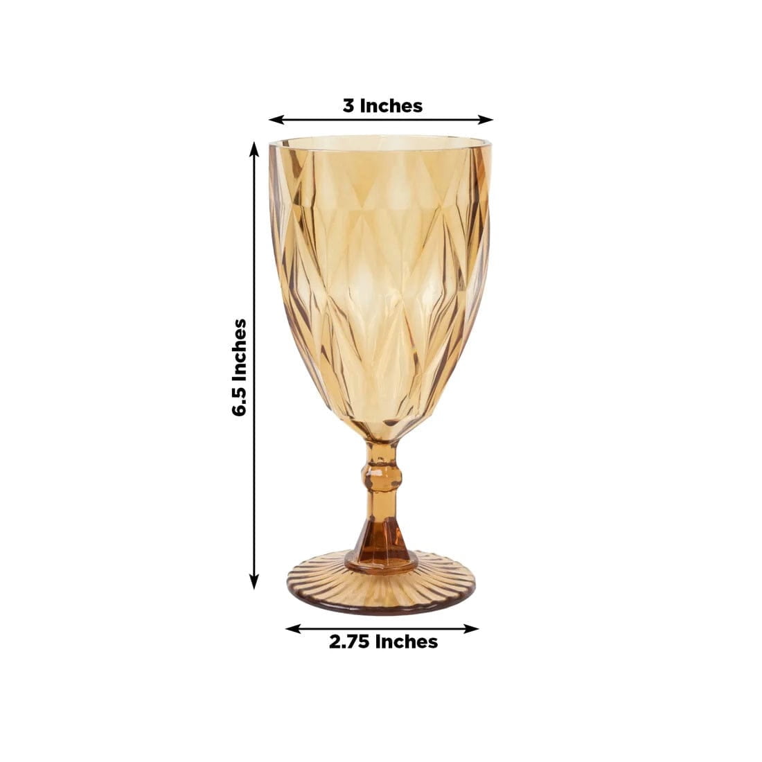 Balsa Circle 12 Amber Gold 11oz Vintage Diamond Cut Plastic Wine Glasses Wedding Supplies