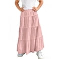 thumbnail image 7 of ZOYOEN Girls Eyelet Ruffled Skirts- Cute Trendy Casual Elastic Waist Kids Maxi Skirt Pink Size 6, 7 of 7