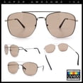 thumbnail image 2 of Mens Classic Double Bridge Rectangular Metal Rim Mobster Sunglasses Silver - Beige, 2 of 7