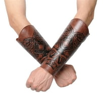 Embossed Arm Bracers Retro Leather Gauntlets Guards for and LARP Events