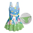 thumbnail image 6 of Uourmeti Easter-Themed Cartoon Bunny & Eggs Skirted One-Piece Swimsuit for Girls - Quick Dry, Stretchy Beach Swim Dress for Pool & Vacation, 6 of 8
