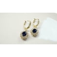 thumbnail image 3 of Gems Jewels 925 Sterling Silver 2.20 Ct Oval Cut Sapphire & Diamond Drop Earring's 14K Yellow Gold Plated For Women's, 3 of 4