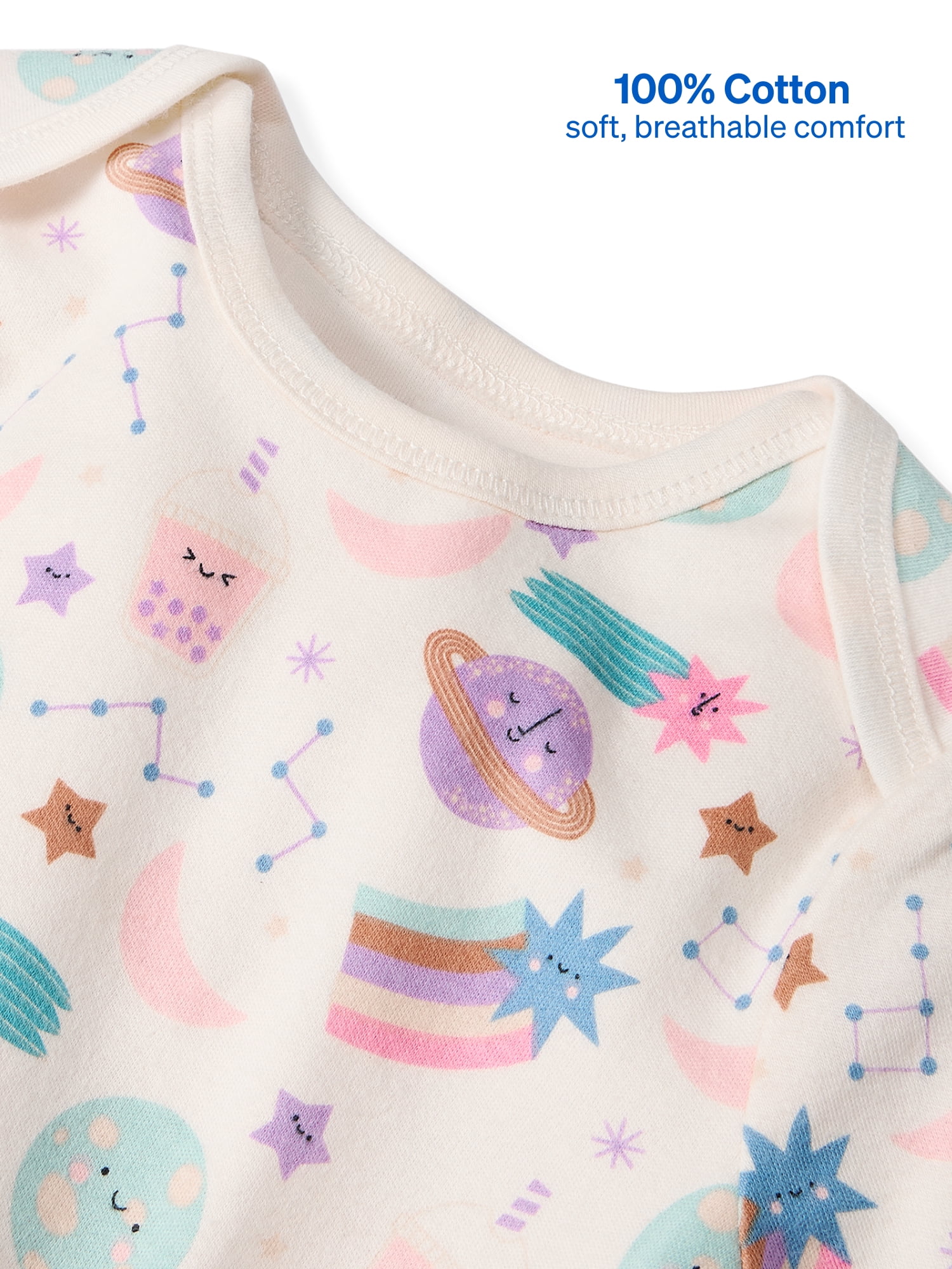 Garanimals Newborn & Baby 100% Cotton Long Sleeve Bodysuits, Sizes 0–24M, 4-Pack