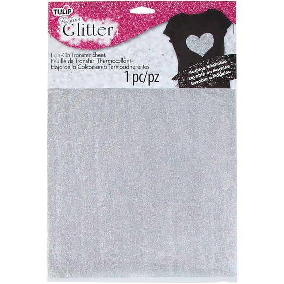 Tulip Iron On Glitter Transfer Sheet 8.5"X11" 1/Pkg-Silver