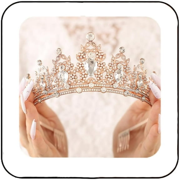 Rhinestone Crowns and Tiara Prom Princess Crowns for Women or Girls Crystal Dress Up Queen Tiaras with Comb for Party