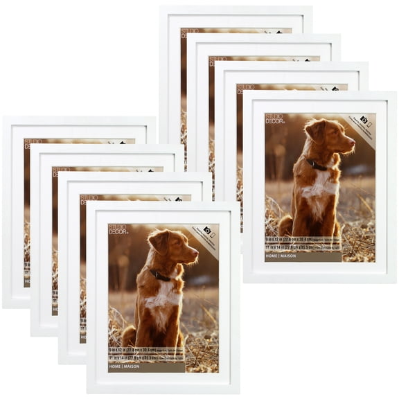 Studio Decor White Tyler Frame, 11" x 14" with 9" x 12" Mat, Home Collection, 8 Pack