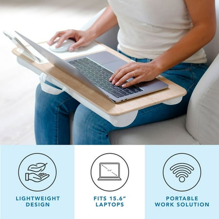 LapGear - Home Office Lap Desk (Fits up to 15" Laptop) - White Oak Woodgrain