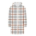 thumbnail image 4 of Aboser Womens Zip Up Plaid Hoodie with Pockets Long Sweatshirt Jackets Trendy Checked Printing Hoodies Casual Long Sleeve Jacket Coat Drawstring Loose Fit Hooded Outerwear, 4 of 6