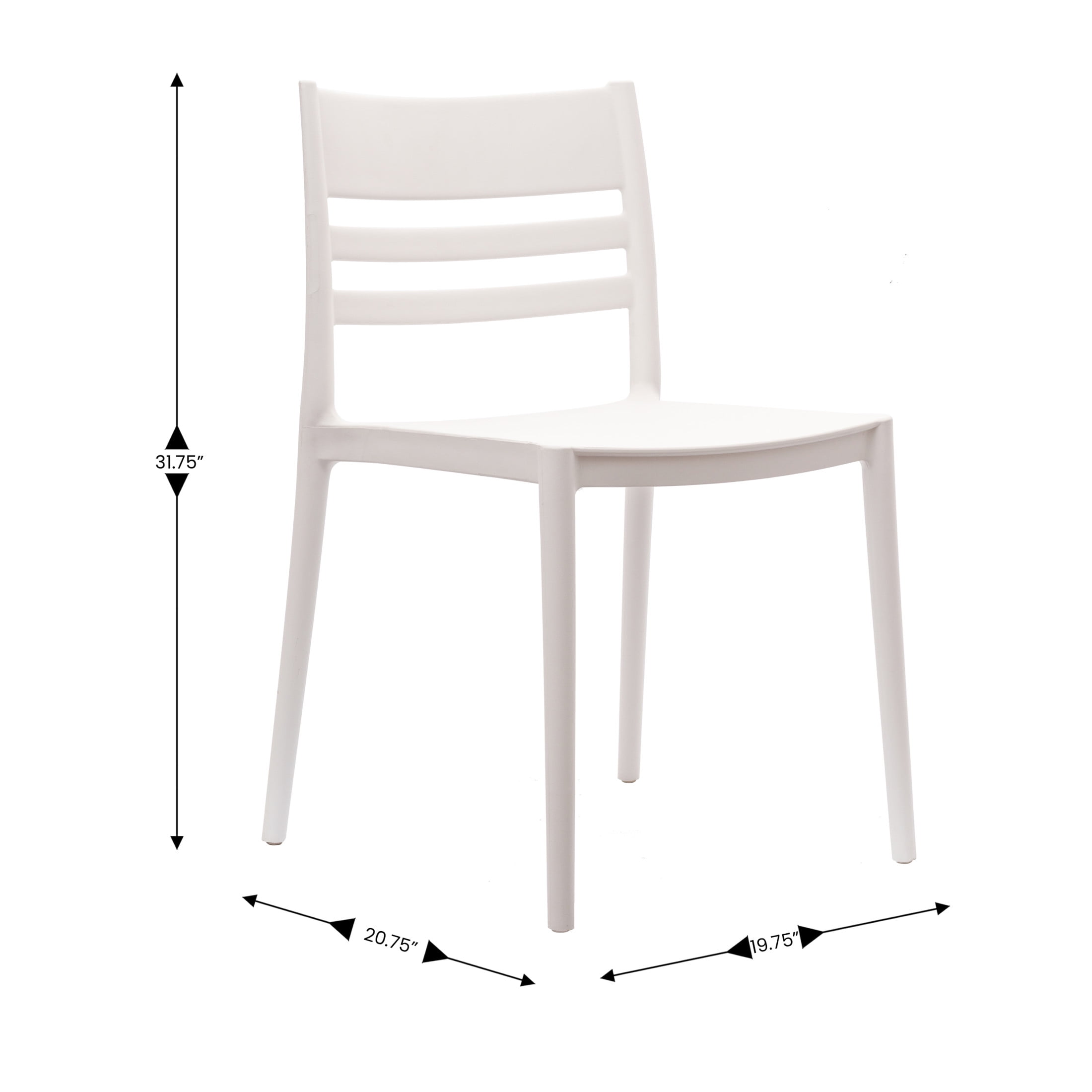 Flash Furniture Set of 4 Indoor-Outdoor Stacking Patio Chairs with Slatted Backrest, Commercial All-Weather Resin Chairs in White