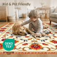 thumbnail image 4 of ODIKA 6'x9' Washable Area Rug Non-Slip, Easy Care, Orange Burnt Vintage Farmhouse Lattice Fall Decorative Bathroom for Family Room, Living Mater Bedroom, 4 of 7