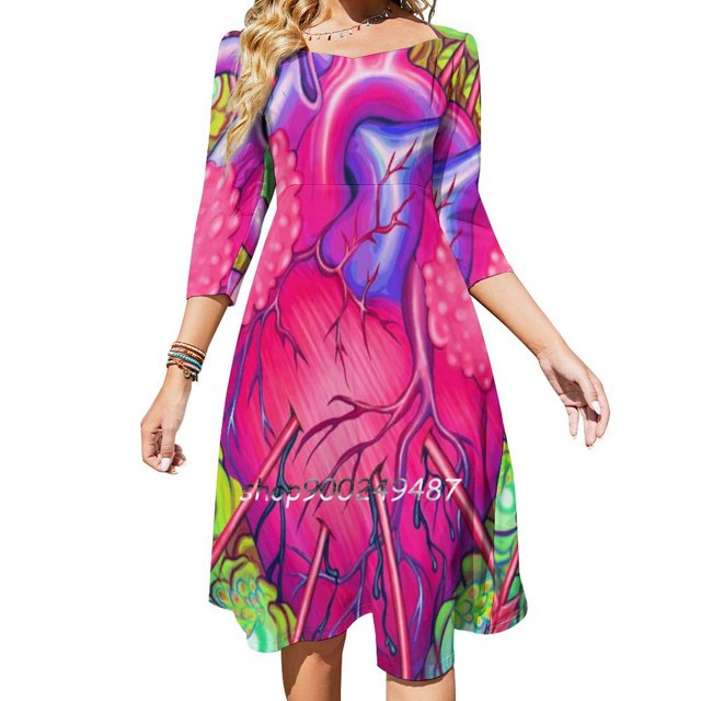 Rayures Marin avec Ancre Nœud Cœur Robe Évasée Design Mode Grande Taille Robe Ample Rayure Marin