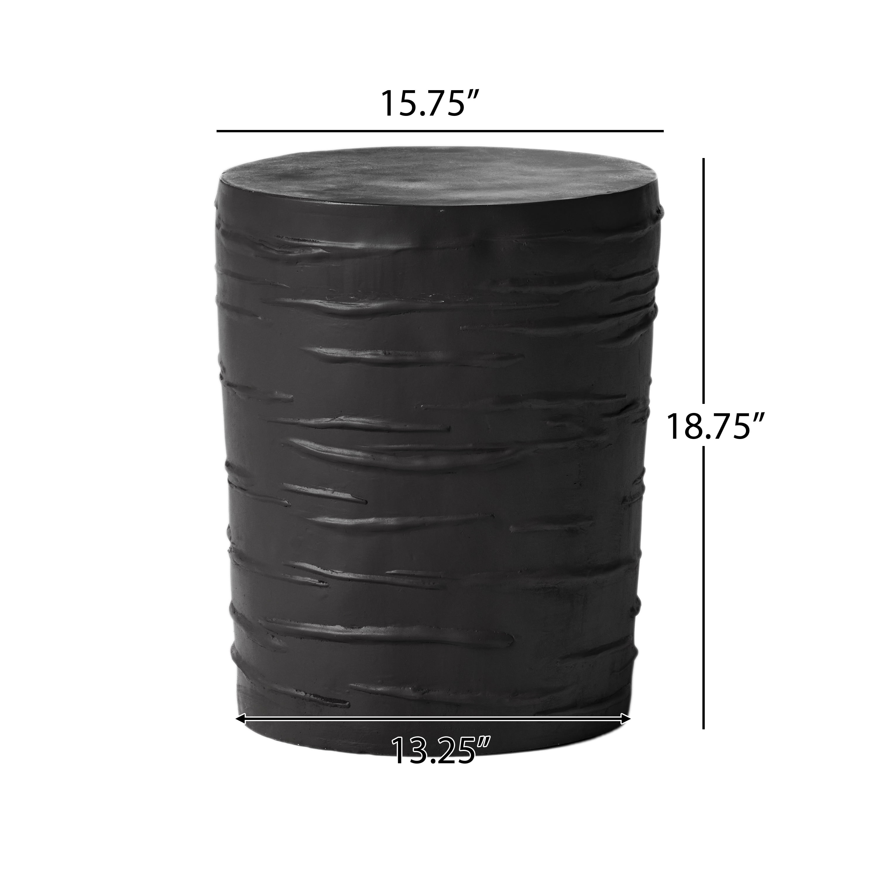 Outdoor 16" Light-Weight Concrete Side Table, Black