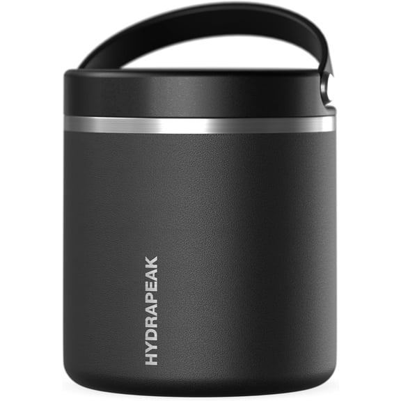 Hydrapeak 25oz Stainless Steel Vacuum Insulated Thermos Food Jar for Hot Food and Cold Food, Wide Mouth Leak-Proof Soup Jar for Adults, 10 Hours Hot 16 Hours Cold (Black)