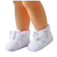 thumbnail image 7 of Jkety Toddler Girl Shoes Baby Boys Girls Cozy Fleece Booties with Grippers Stay On Slipper Socks Toddler Crib Winter Shoes for Boys Girls White,4, 7 of 7