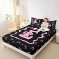 thumbnail image 3 of Erosebridal Kid Cute Ribbon Queen Sheet Sets, Initial L Letter Bed Set, 4-Piece, 3 of 5