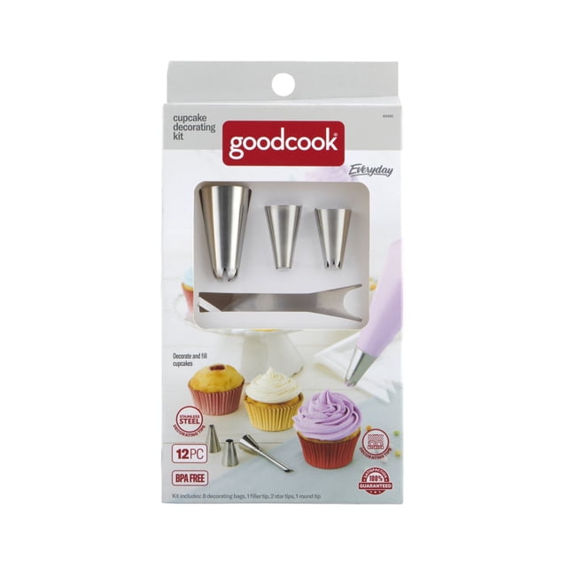 GoodCook Everyday 12 Piece Cupcake Filling and Decorating Piping Bag Kit
