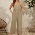 thumbnail image 5 of Socisucc Women Summer Fashion Button Sleeveless Casual Loose Solid Long Jumpsuit, 5 of 8