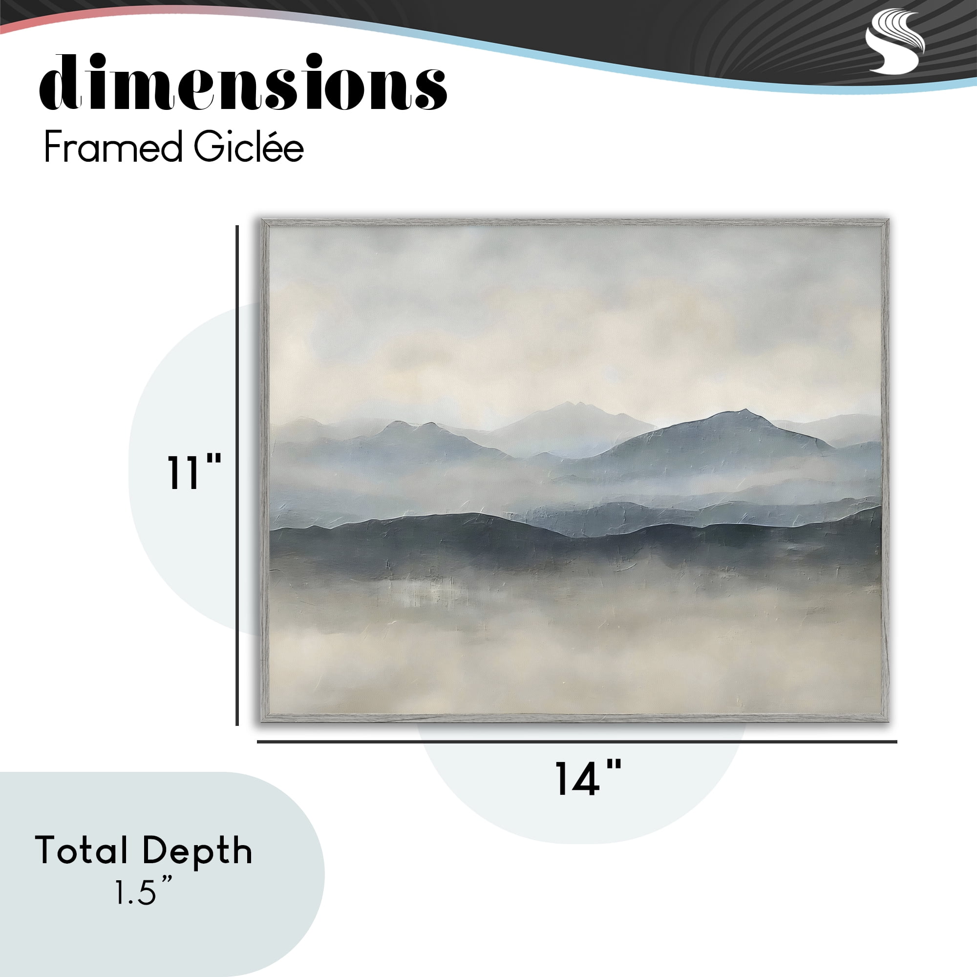 Stupell Industries Misty Muted Mountainscape Gray Framed Giclee Art, design by Riley B