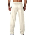 thumbnail image 4 of YLSDY Men's Track Pants Striped Elastic Waist Trousers Straight Leg Comfy Sport Pants Loose Fit Leisure Jogging Bottoms Athletic Fitness Trackpants Beige M, 4 of 7