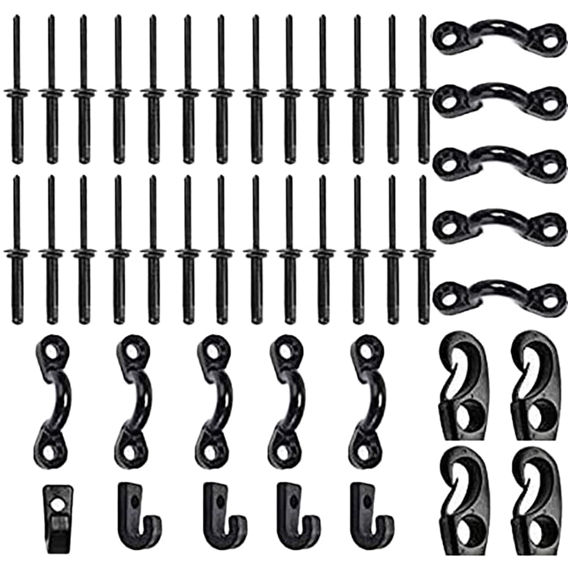 Kayak Pad Eye Kit,Kayak Bungee Deck Loop with Hooks Clips, Screws