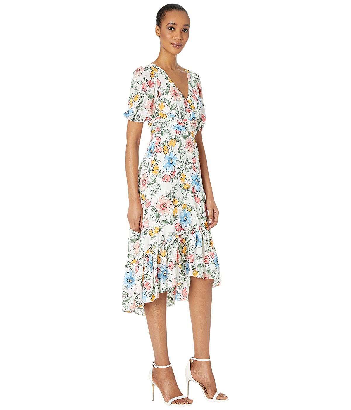 bubble sleeve midi dress