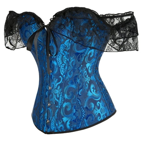 Aofany Corset Tops for Women Corset Overbust Lingerie Lace up Back Bustier Top with Sleeve Shapewear
