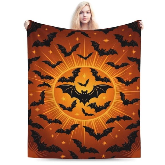 Halloween Gift Blanket,Bat Flannel Throw, Soft Cozy Blanket for Bedroom Sofa Couch Dorm, Spooky Halloween Home Decor 50x40