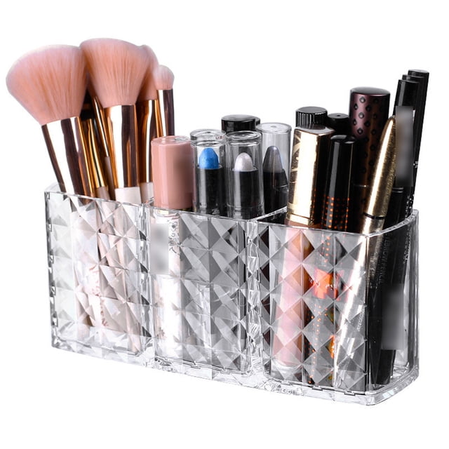 Almacenamiento de maquillaje Laklulu de 3 compartimentos para perfume, delineador de ojos y lápiz labial.